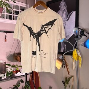 Posty Co Post Malone Graphic Tee Mens Small Cream Excellent Bat Winged Shirt
